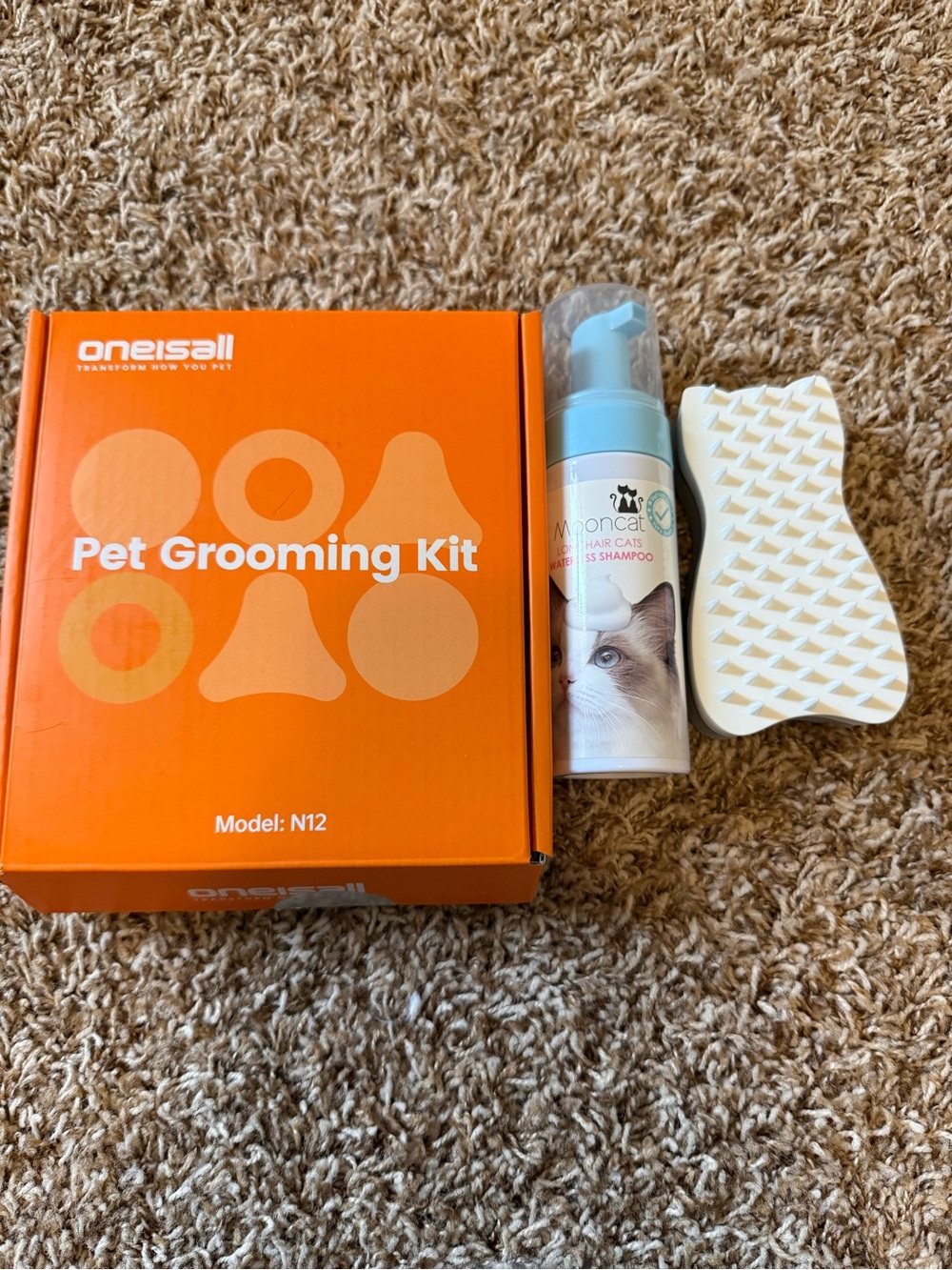 Orange Pet Grooming Kit with White Brush